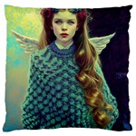 Beautiful Angel Girl In Blue Knit Poncho Large Premium Plush Fleece Cushion Case (One Side)