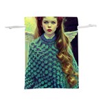 Beautiful Angel Girl In Blue Knit Poncho Lightweight Drawstring Pouch (L)
