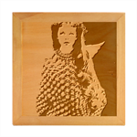 Beautiful Angel Girl In Blue Knit Poncho Wood Photo Frame Cube