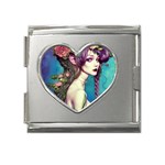 Beautiful Fantasy Fairy With Purple  Hair Mega Link Heart Italian Charm (18mm)