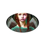 Pretty Redhead  Fairy Angel In Knit Outfit Sticker (Oval)