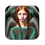 Pretty Redhead  Fairy Angel In Knit Outfit Square Metal Box (Black)