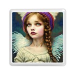 Pretty Fairy Angel In Knit Outfit And Beanie Memory Card Reader (Square)