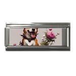 Cute Corgi Dog With Flowers Superlink Italian Charm (9mm)