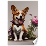 Cute Corgi Dog With Flowers Canvas 12  x 18 