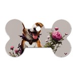 Cute Corgi Dog With Flowers Dog Tag Bone (One Side)