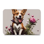 Cute Corgi Dog With Flowers Plate Mats