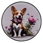 Cute Corgi Dog With Flowers Wireless Fast Charger(Black)