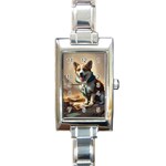 Corgi Dog  In The Middle Of The End Of The World Rectangle Italian Charm Watch