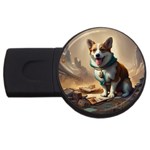 Corgi Dog  In The Middle Of The End Of The World USB Flash Drive Round (2 GB)