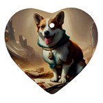 Corgi Dog  In The Middle Of The End Of The World Heart Ornament (Two Sides)