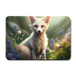 Gorgeous White Fennec Fox Among Flowers 4 Small Doormat