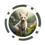 Gorgeous White Fennec Fox Among Flowers 4 Poker Chip Card Guard