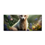 Gorgeous White Fennec Fox Among Flowers 4 Hand Towel