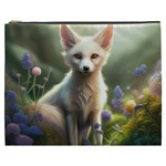 Gorgeous White Fennec Fox Among Flowers 4 Cosmetic Bag (XXXL)
