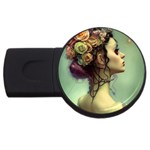 Elegant Victorian Woman 9 USB Flash Drive Round (2 GB)
