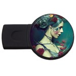Elegant Victorian Woman 8 USB Flash Drive Round (2 GB)