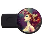Elegant Victorian Woman 2 USB Flash Drive Round (2 GB)