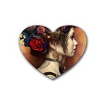 Elegant Victorian Woman 11 Rubber Heart Coaster (4 pack)