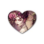 Elegant Victorian Woman 3 Rubber Coaster (Heart)