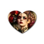 Elegant Victorian Woman 6 Rubber Heart Coaster (4 pack)