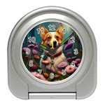 Cute Corgi Dog With Flowers 2 Travel Alarm Clock