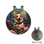 Cute Corgi Dog With Flowers 2 Hat Clips with Golf Markers