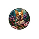 Cute Corgi Dog With Flowers 2 Hat Clip Ball Marker (4 pack)