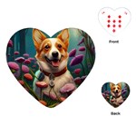 Cute Corgi Dog With Flowers 2 Playing Cards Single Design (Heart)