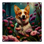 Cute Corgi Dog With Flowers 2 Banner and Sign 3  x 3 