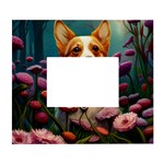 Cute Corgi Dog With Flowers 2 White Wall Photo Frame 5  x 7 