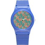 Mid Century Geometric Shapes Pattern 7 Round Plastic Sport Watch (S)