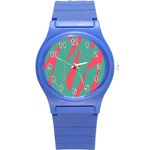 Mid Century Geometric Shapes Pattern 9 Round Plastic Sport Watch (S)