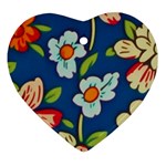 Mid Century Retro Floral 1970s 1960s Pattern 32 Ornament (Heart)