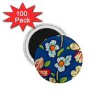 Mid Century Retro Floral 1970s 1960s Pattern 32 1.75  Magnets (100 pack) 