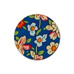 Mid Century Retro Floral 1970s 1960s Pattern 32 Rubber Round Coaster (4 pack)