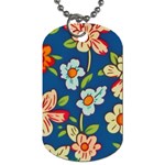 Mid Century Retro Floral 1970s 1960s Pattern 32 Dog Tag (One Side)