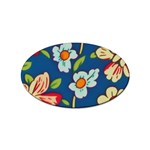 Mid Century Retro Floral 1970s 1960s Pattern 32 Sticker Oval (10 pack)