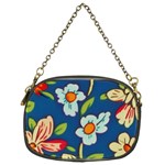 Mid Century Retro Floral 1970s 1960s Pattern 32 Chain Purse (Two Sides)