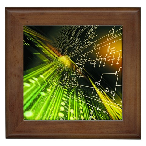 Machine Technology Circuit Electronic Computer Technics Detail Psychedelic Abstract Pattern Framed Tile from ArtsNow.com Front