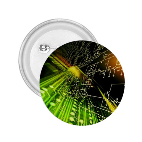Machine Technology Circuit Electronic Computer Technics Detail Psychedelic Abstract Pattern 2.25  Buttons from ArtsNow.com Front