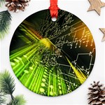 Machine Technology Circuit Electronic Computer Technics Detail Psychedelic Abstract Pattern Ornament (Round)