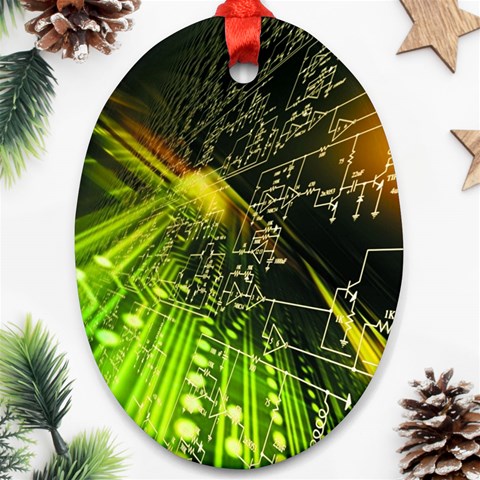 Machine Technology Circuit Electronic Computer Technics Detail Psychedelic Abstract Pattern Ornament (Oval) from ArtsNow.com Front