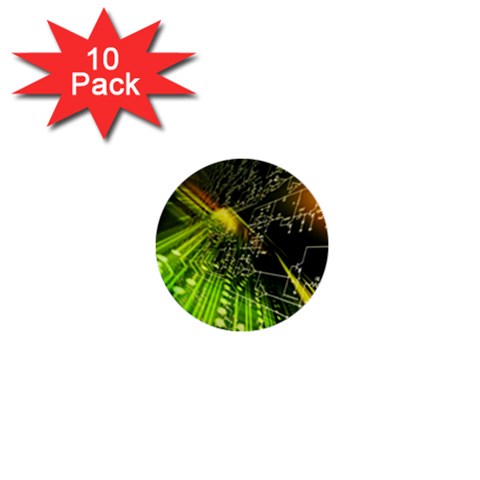 Machine Technology Circuit Electronic Computer Technics Detail Psychedelic Abstract Pattern 1  Mini Buttons (10 pack)  from ArtsNow.com Front