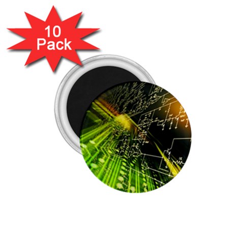 Machine Technology Circuit Electronic Computer Technics Detail Psychedelic Abstract Pattern 1.75  Magnets (10 pack)  from ArtsNow.com Front