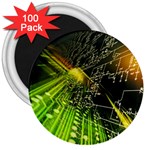 Machine Technology Circuit Electronic Computer Technics Detail Psychedelic Abstract Pattern 3  Magnets (100 pack)