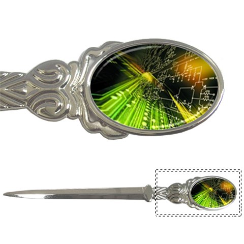 Machine Technology Circuit Electronic Computer Technics Detail Psychedelic Abstract Pattern Letter Opener from ArtsNow.com Front