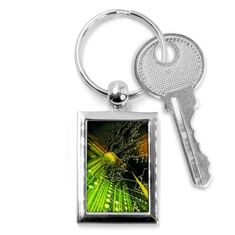 Machine Technology Circuit Electronic Computer Technics Detail Psychedelic Abstract Pattern Key Chain (Rectangle) from ArtsNow.com Front