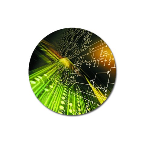Machine Technology Circuit Electronic Computer Technics Detail Psychedelic Abstract Pattern Magnet 3  (Round) from ArtsNow.com Front