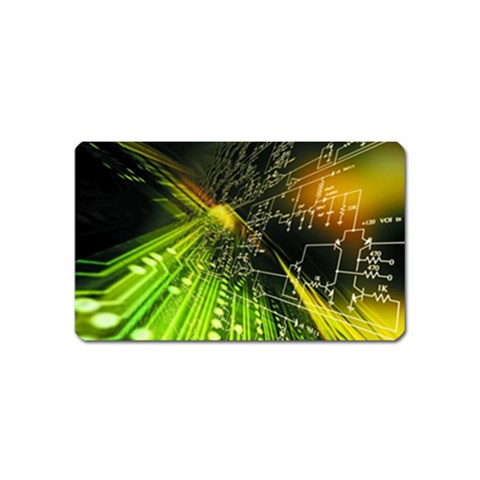 Machine Technology Circuit Electronic Computer Technics Detail Psychedelic Abstract Pattern Magnet (Name Card) from ArtsNow.com Front